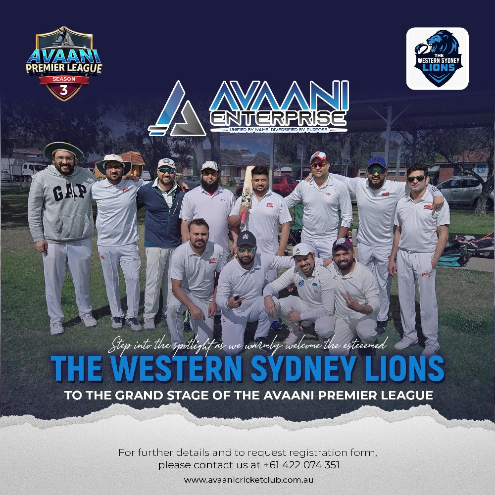 Proudly Welcoming the Western Sydney Lions to the Grand Stage of Avaani Premiere League Season 3!